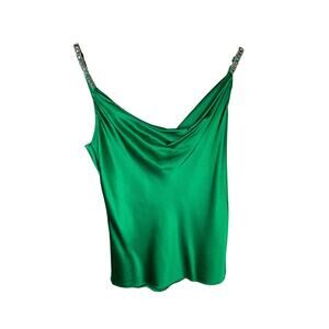 GENERATION LOVE Annie Silk Crystal Strap Cami Kelly Green Size XS